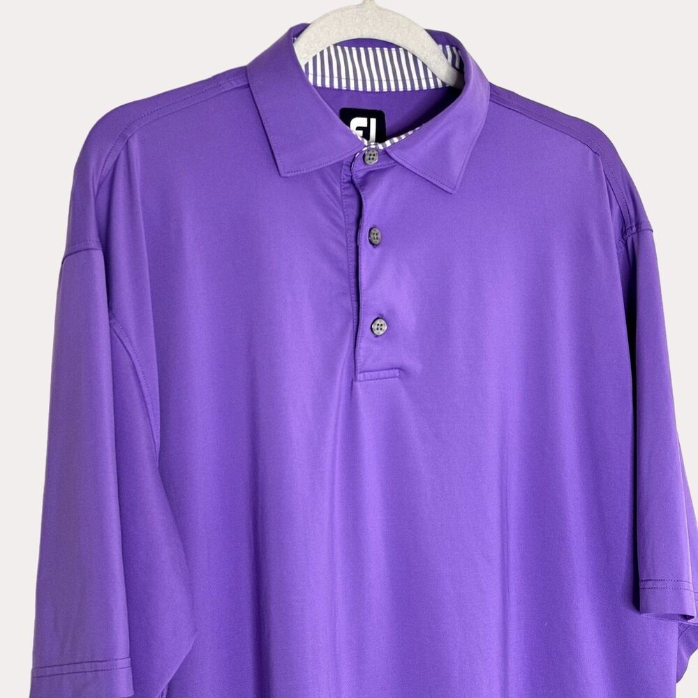 FootJoy FJ Mens Golf Polo Shirt Top Athleisure Athletic Purple L - Picture 2 of 6
